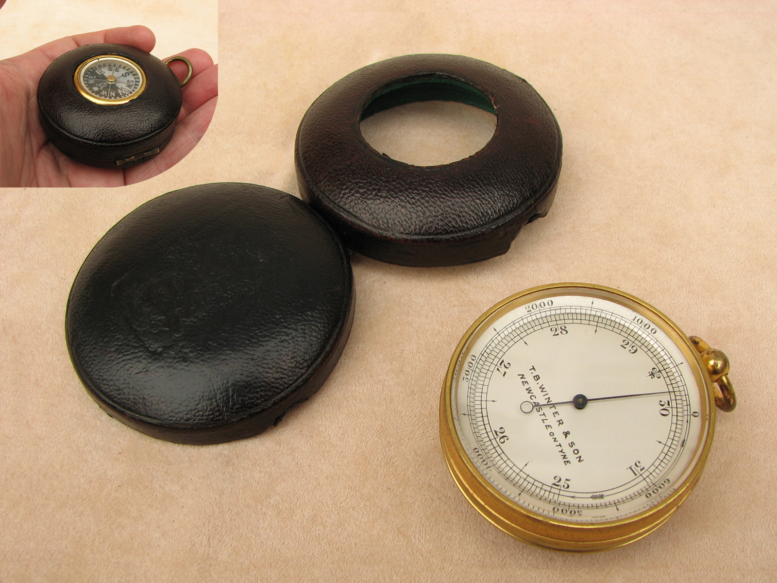 T.B. Winter & Son Victorian pocket barometer and compass compendium